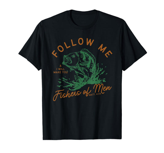 Follow Me Fishers Of Men, Vintage Men's Bible Christian T-Shirt