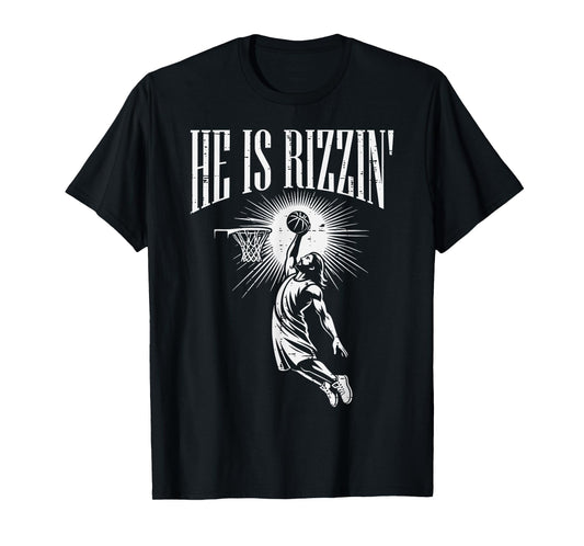Easter He Is Rizzin Christian Religious Boys Kids Men Teen T-Shirt