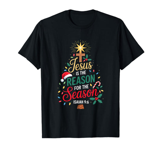 Jesus The Reason for The Season Funny Faith Christmas Tree T-Shirt