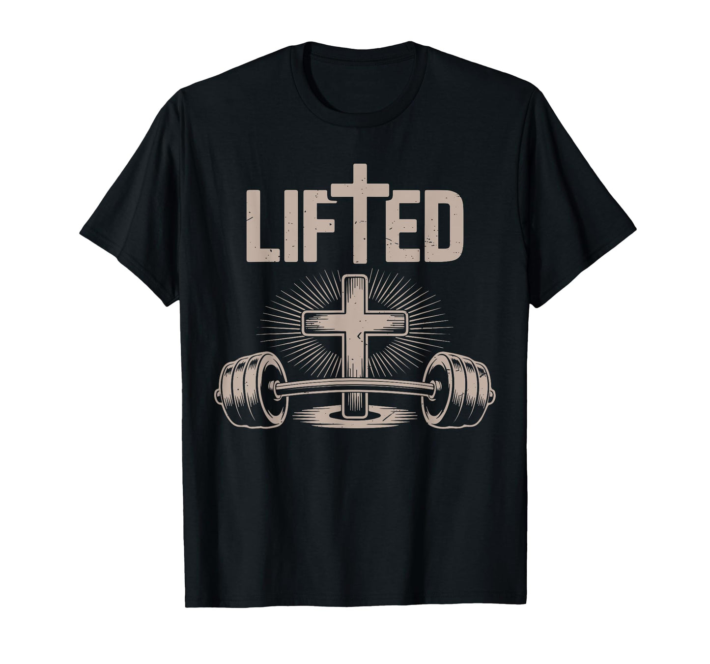 Lifted Funny Christian Workout Gym Jesus Weightlifting Cross T-Shirt