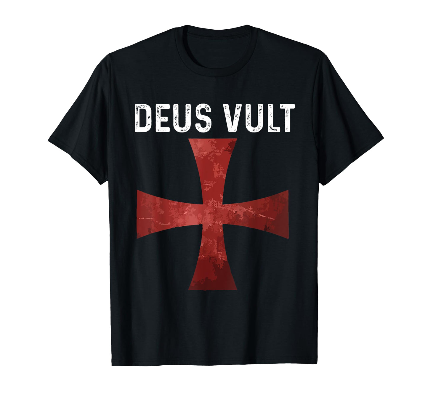 Deus Vult - Catholic Crusader Templar Knight - Scarlet Cross T-Shirt