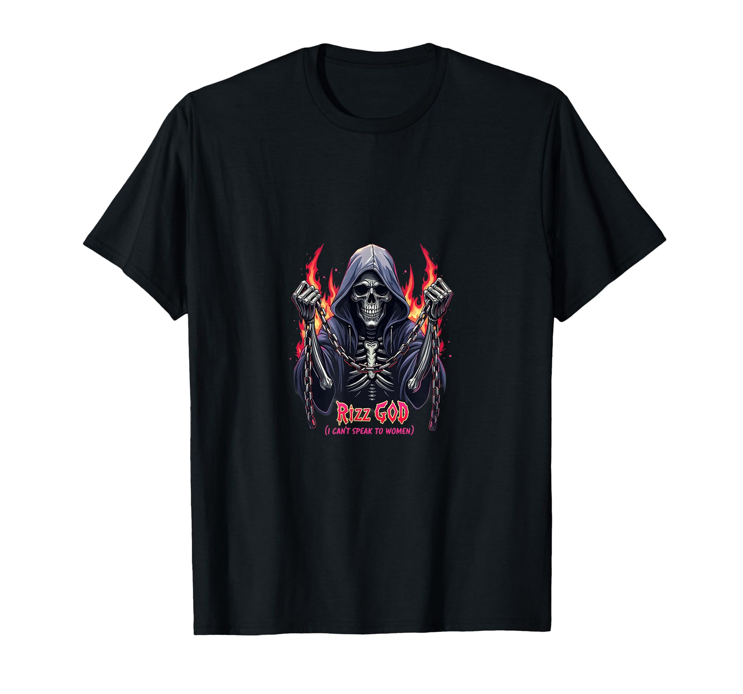 Funny Gothic Rizz God Skeleton Meme T-Shirt