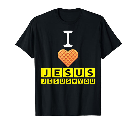I Love Jesus Waffle Heart T-Shirt