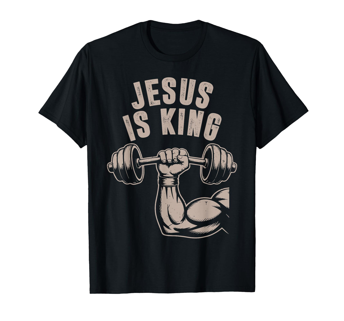 Jesus is King Barbell Cross Funny Christian Workout Gym Men T-Shirt