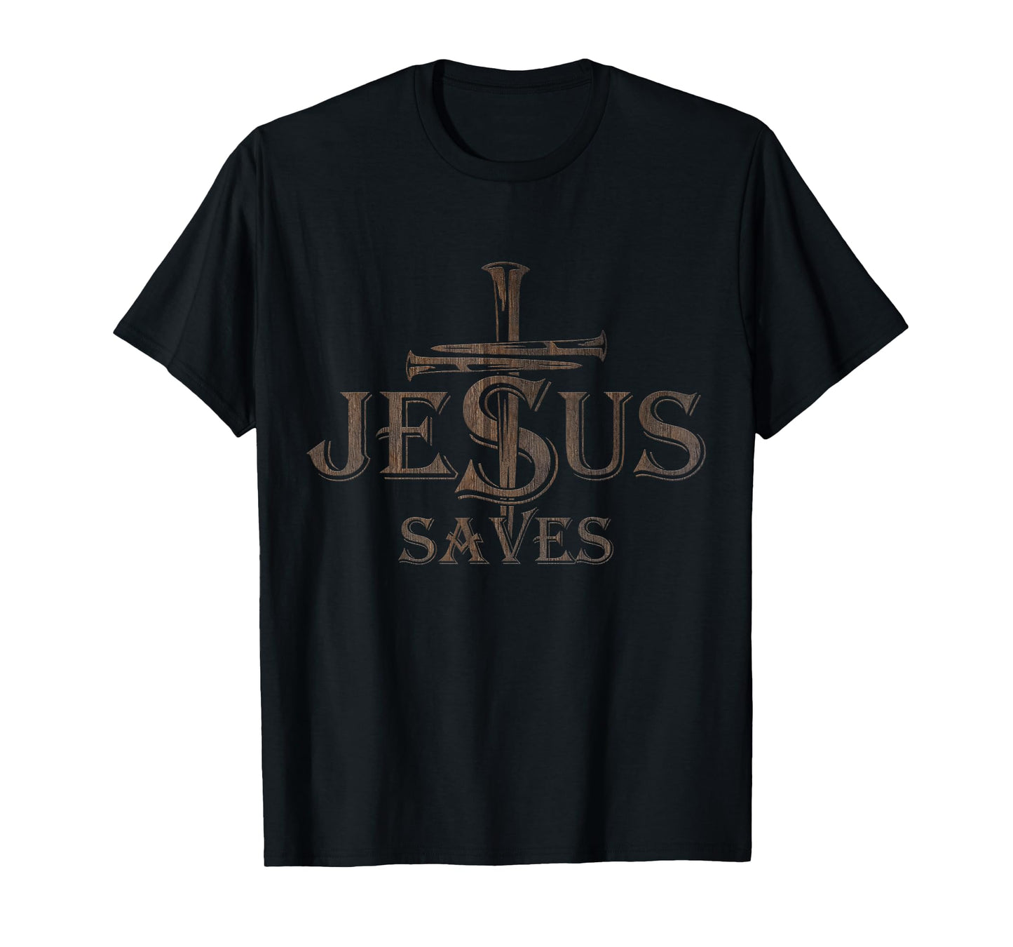 Jesus Saves Wooden Cross Subtle Christian Religious Faith T-Shirt