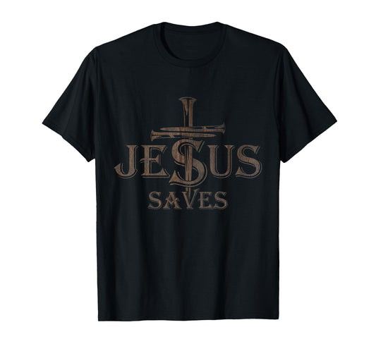 Jesus Saves Wooden Cross Subtle Christian Religious Faith T-Shirt