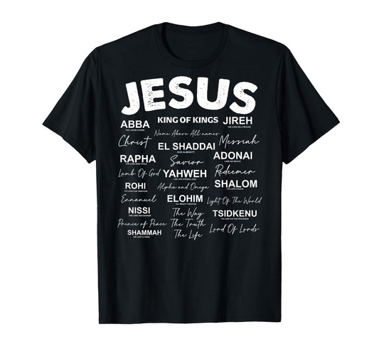 Jesus is King Names of God Hebrew Jesus Christian (On Back) T-Shirt