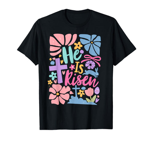 He Is Risen Easter Cross Coquette Jesus Christian Religious T-Shirt