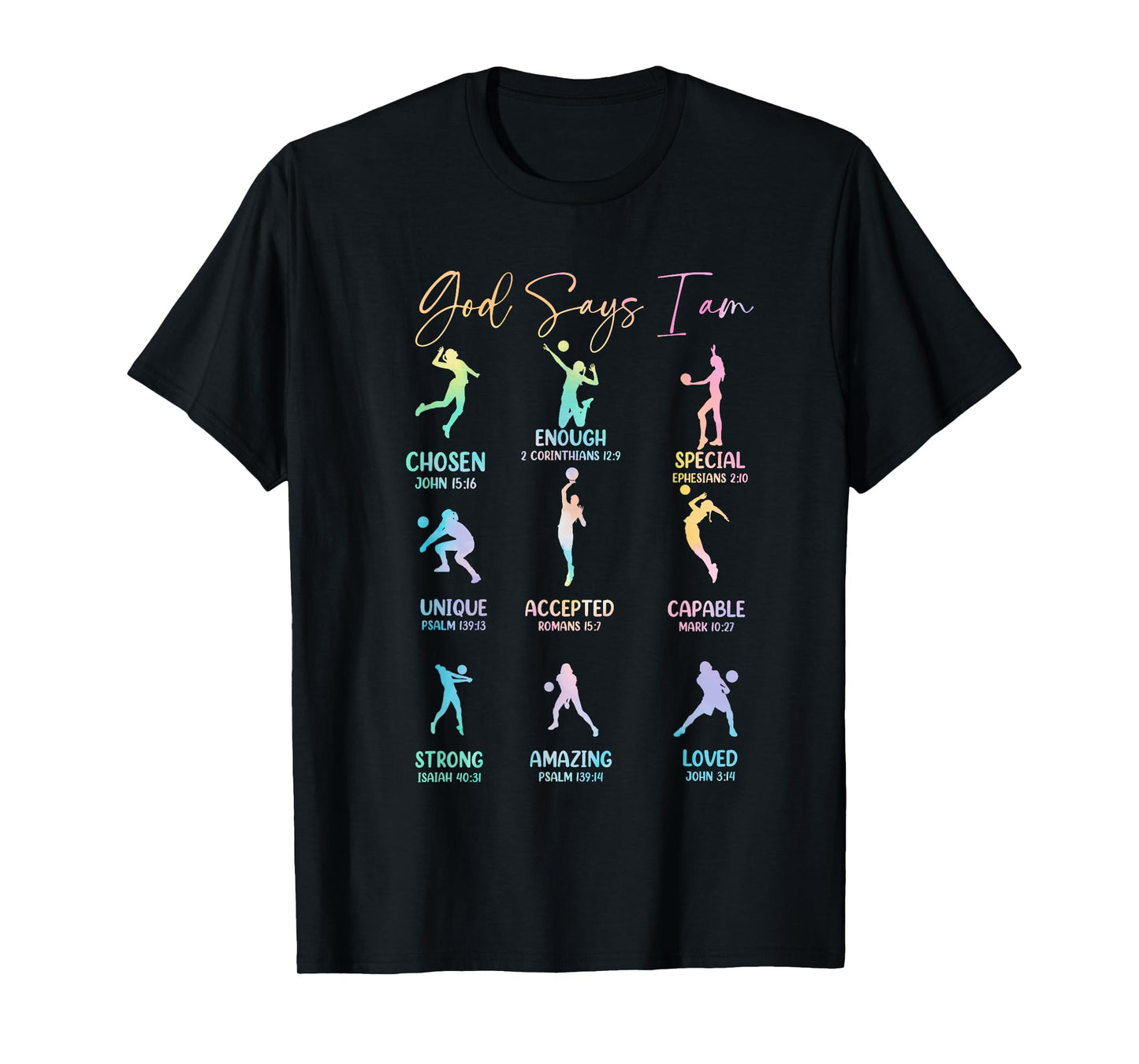 God Says I Am Volleyball Girls Teens Kid Christian Religious T-Shirt