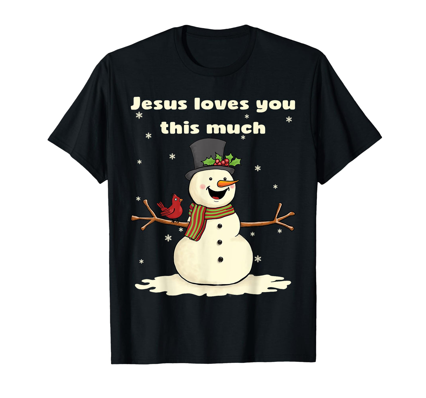 Cute Christian Christmas Snowman Jesus Loves You T-Shirt