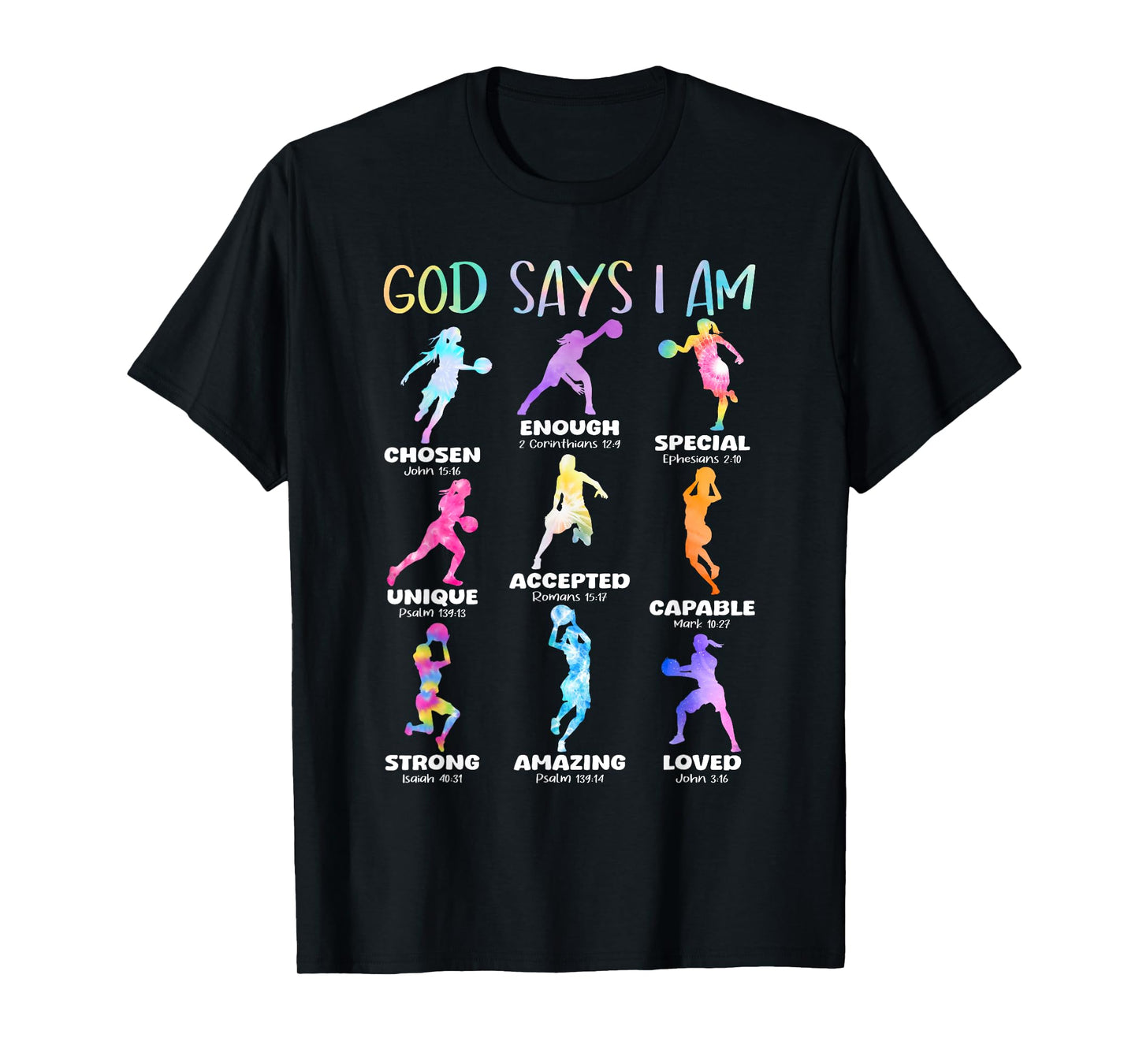 God Says I Am Christian Girls Teens Kids Basketball Tie Dye T-Shirt