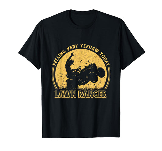 Lawn Ranger Funny Landscaping Lawn Mowing Cowboy Dad Graphic T-Shirt