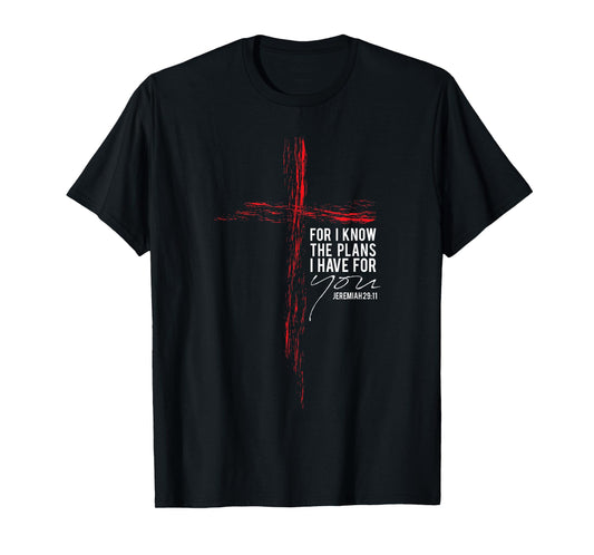 Jeremiah 29:11 Christian Religious Faith Verse Cross Graphic T-Shirt