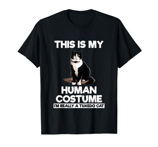 Funny Tuxedo Cat Shirt Halloween This Is My Human Costume T-Shirt