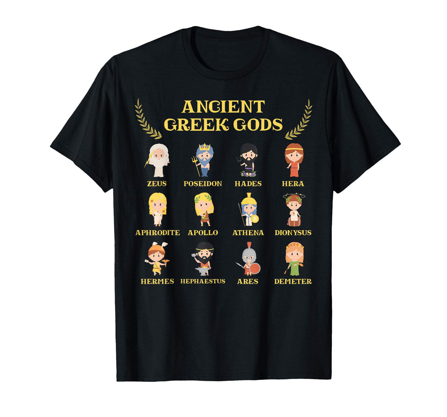 Greek Mythology Cute Ancient Gods and Goddesses Literature T-Shirt