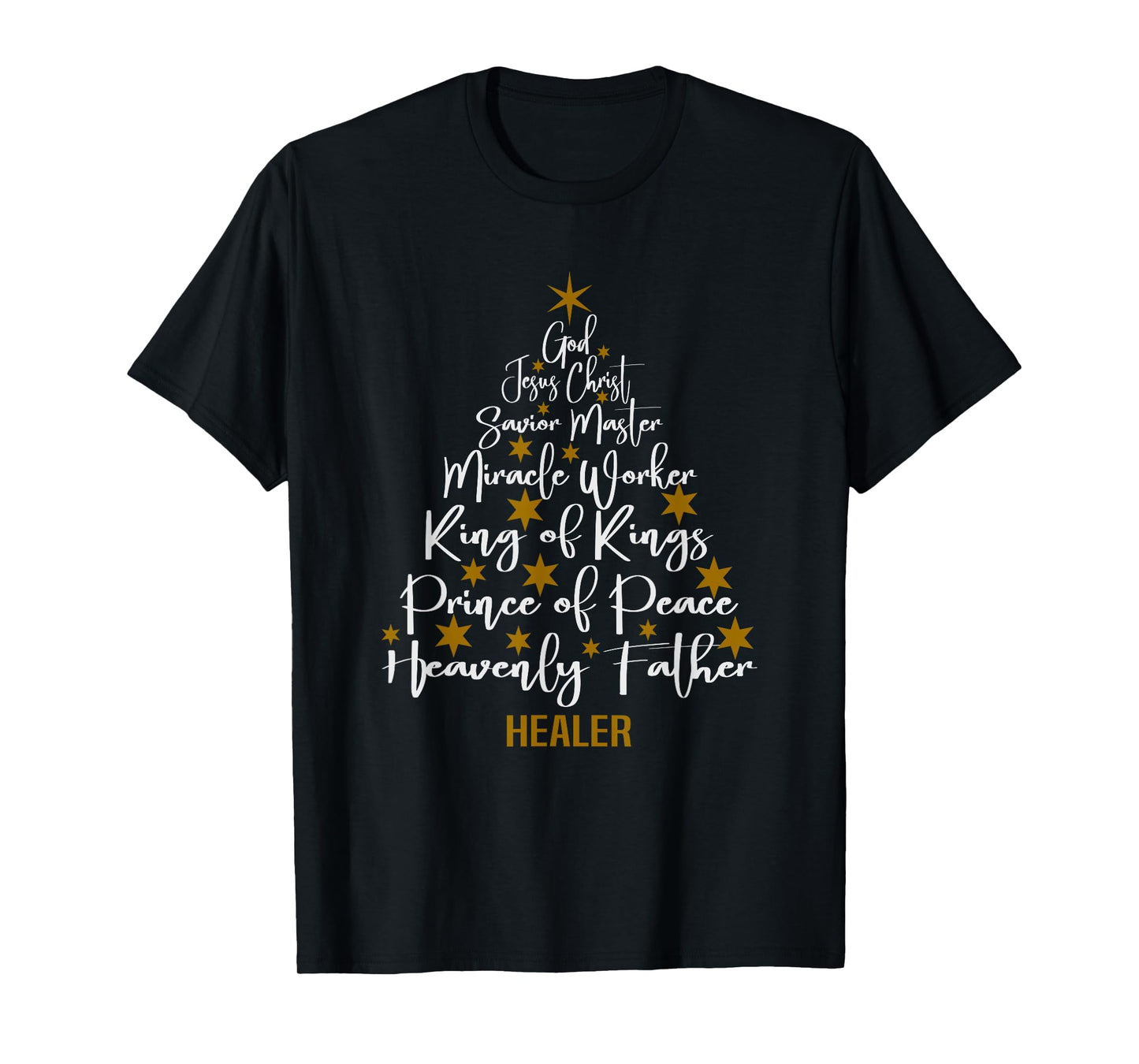 Christmas Bible Names of Jesus Tree Shaped Motivational T-Shirt