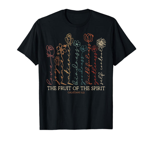 Fruits Of The Spirit Galatians 5-22 Christian Flower T-Shirt