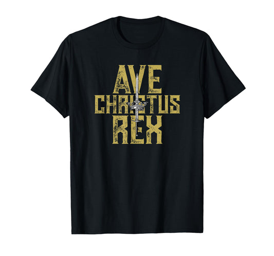 Ave Christus Rex Crown an Sword King Jesus Christ T-Shirt