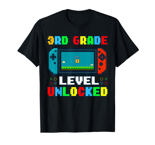 Back to School 3rd Grade Level Unlocked Gamer Kids Boys T-Shirt