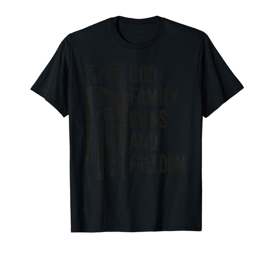 GOD FAMILY GUNS & FREEDOM - Gun Rights Faith Jesus Camo T-Shirt