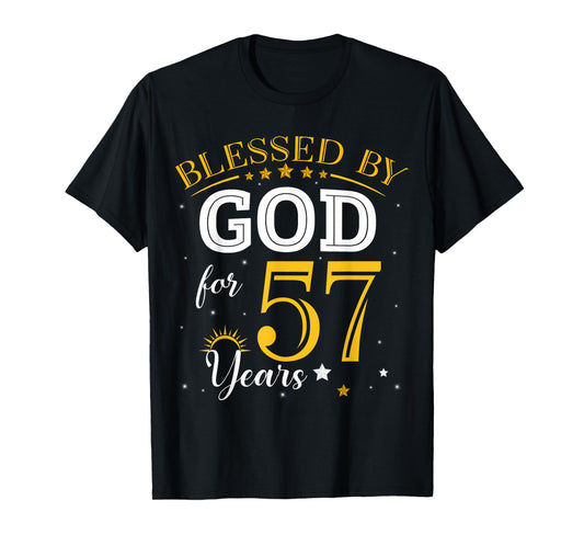 Vintage Blessed by God For 57 Years Old 57th Birthday Girl T-Shirt