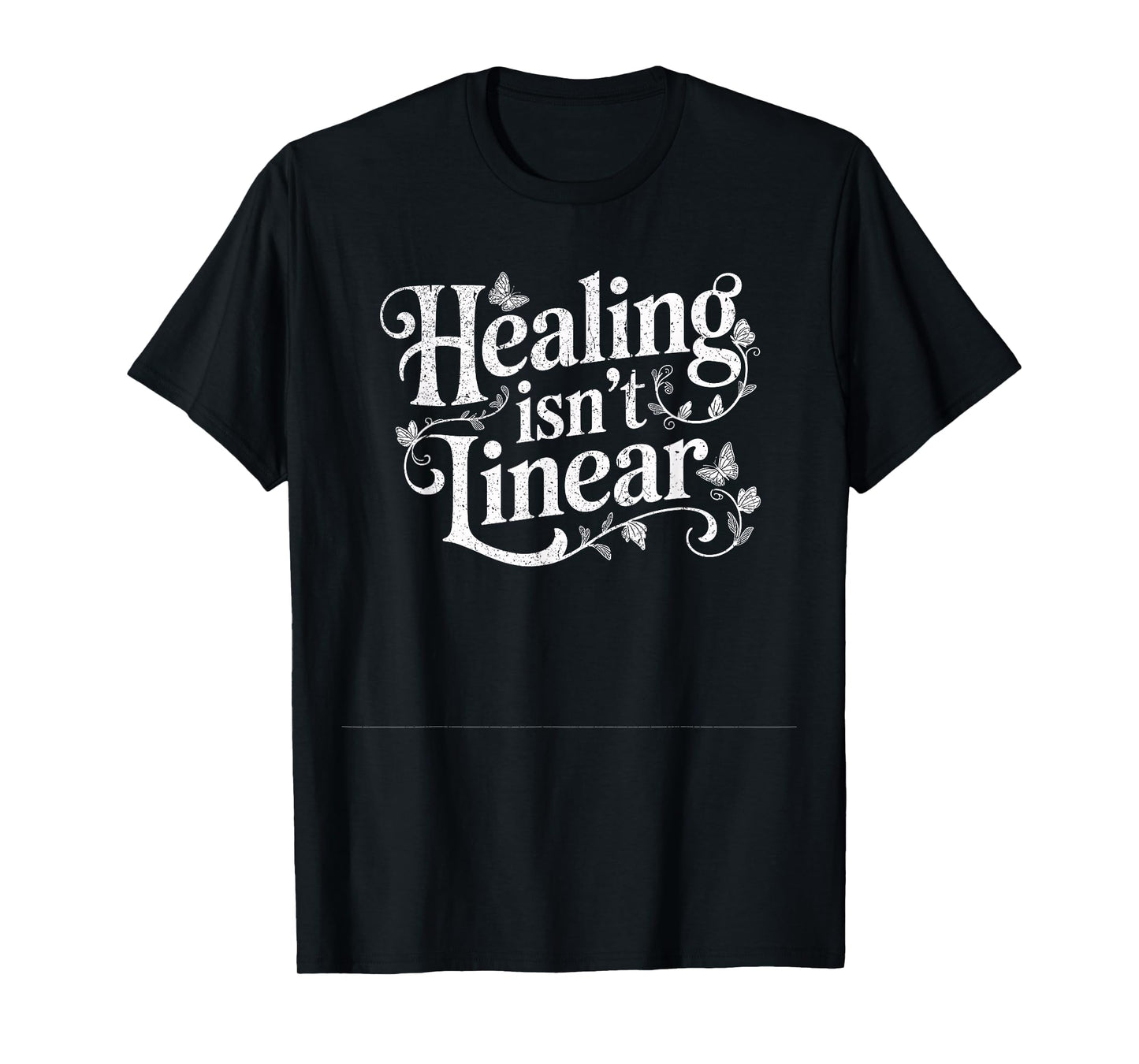 Healing Isn't Linear Flourish Butterflies White T-Shirt