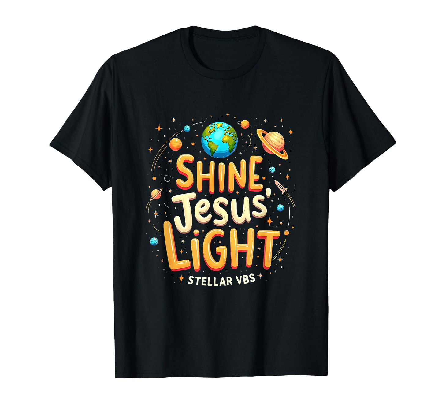 Shine Jesus Light Stellar VBS Christian Astronaut Space T-Shirt