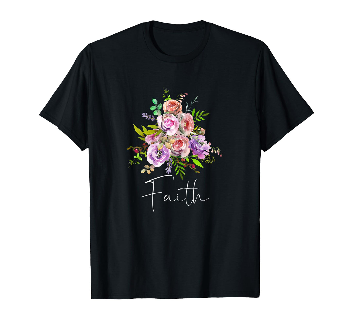 Womens FAITH Christian Inspired Art Positive Message Love God Jesus T-Shirt