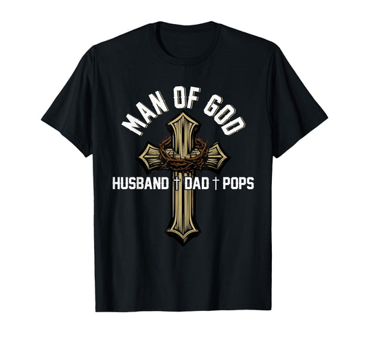 Proud Husband Dad Pops Father's Day Christian Cross T-Shirt