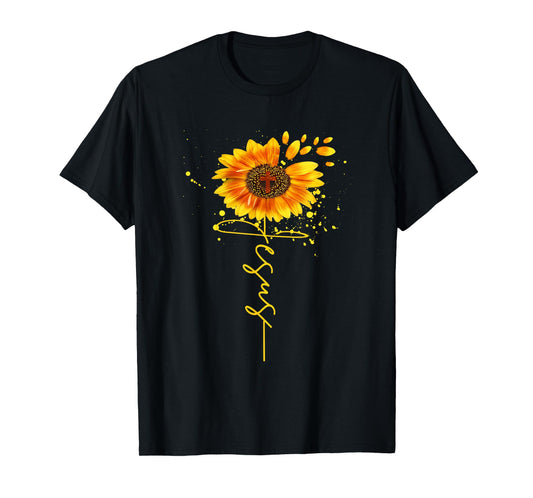 Jesus Sunflower Spiritual Christian Faith Religious Mom T-Shirt