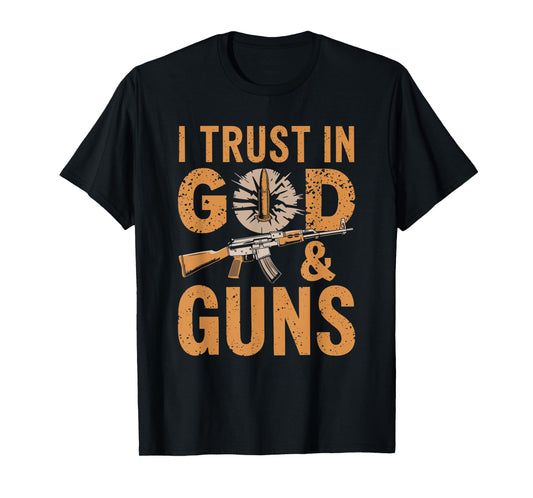 I Trust In God And Guns, Christian Gun Lover Machine Gun T-Shirt