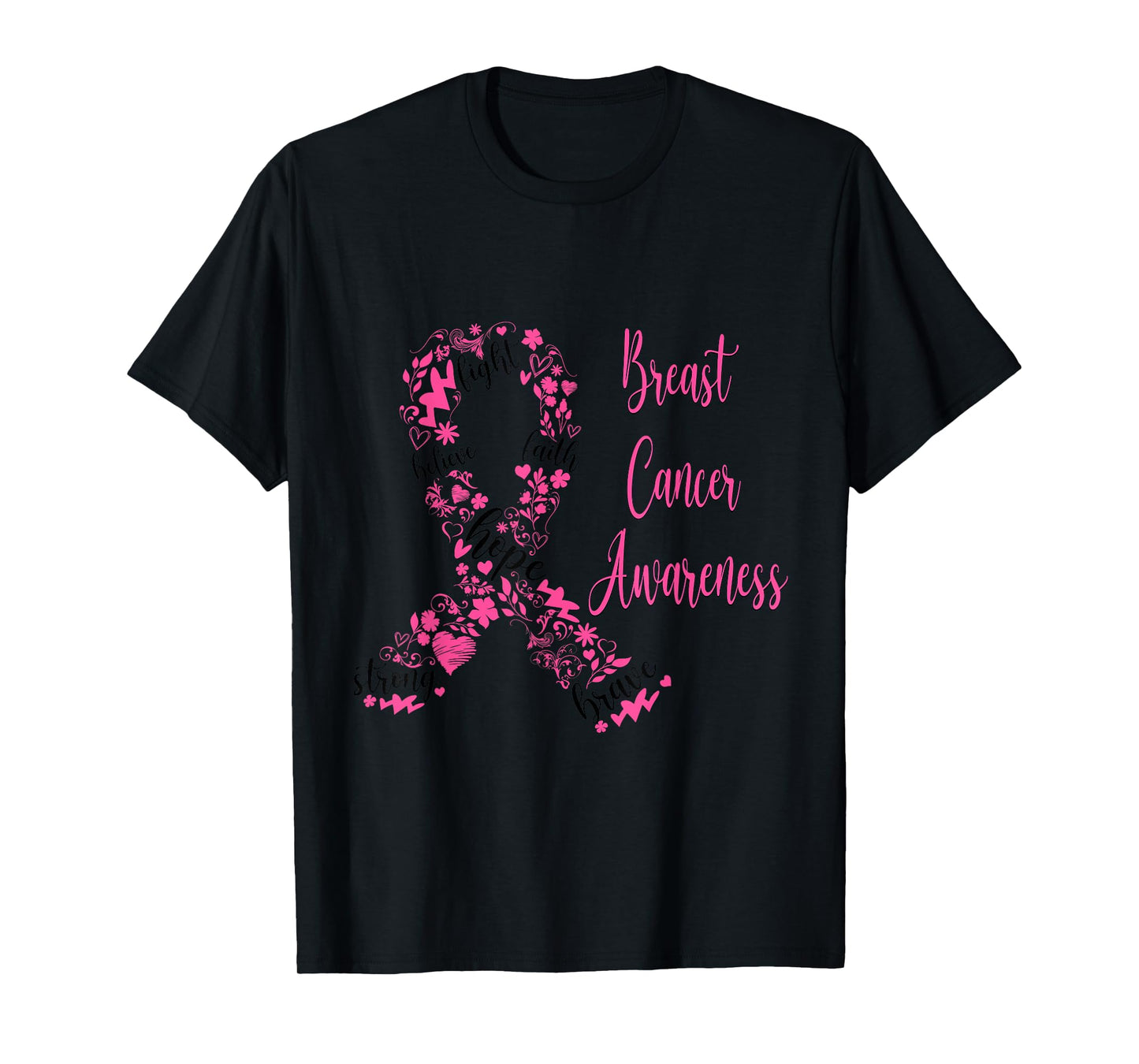 Faith Hope Breast Cancer Aware Pink Ribbon Christian Pajama T-Shirt