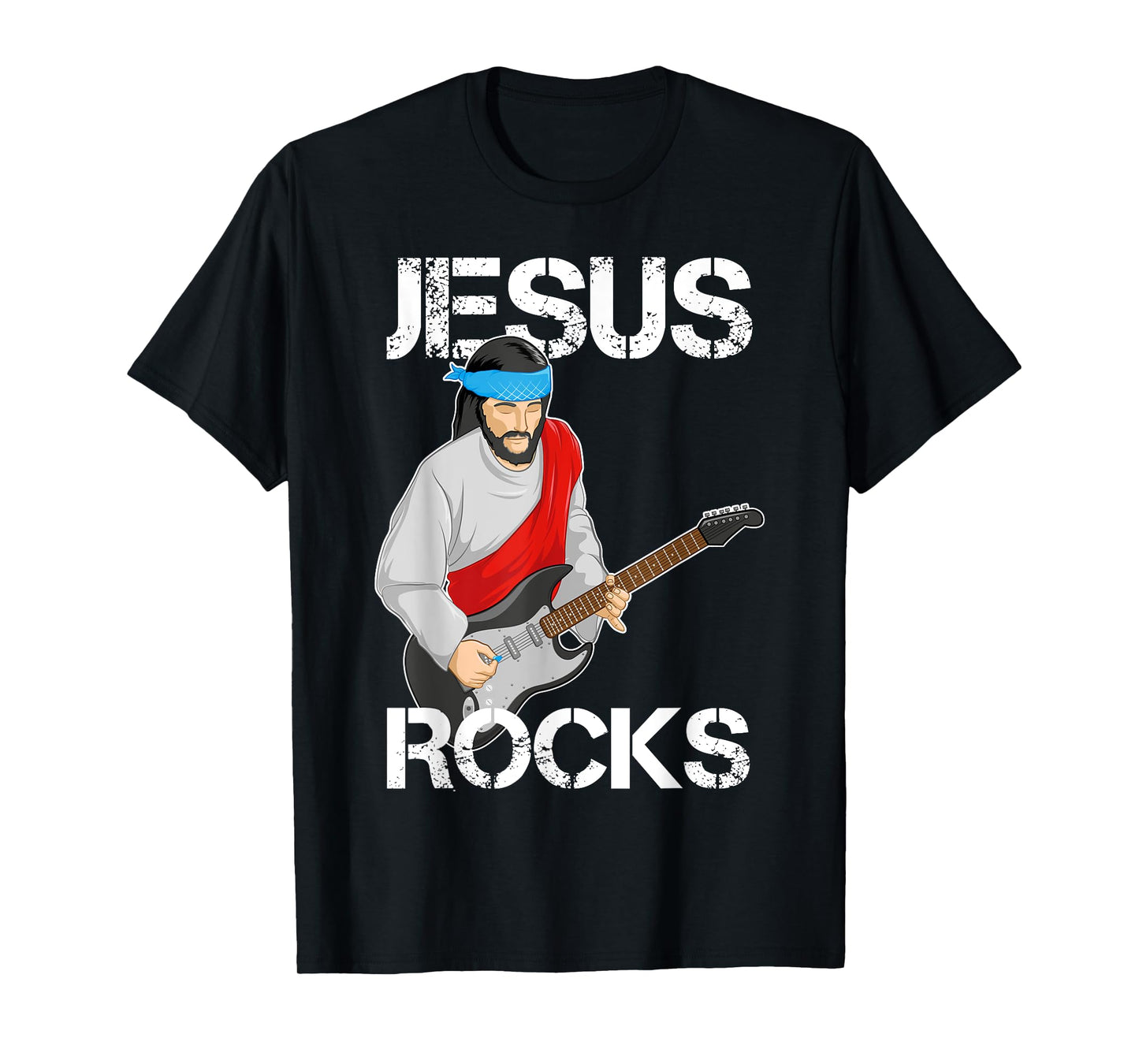 Jesus Rocks on Electric Guitar - Funny Christian T Shirt T-Shirt