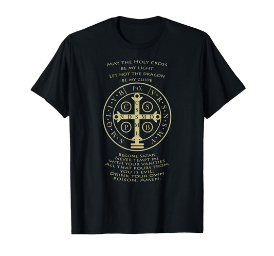 Religious Saint Benedict Medal With Prayer Christian Designs T-Shirt