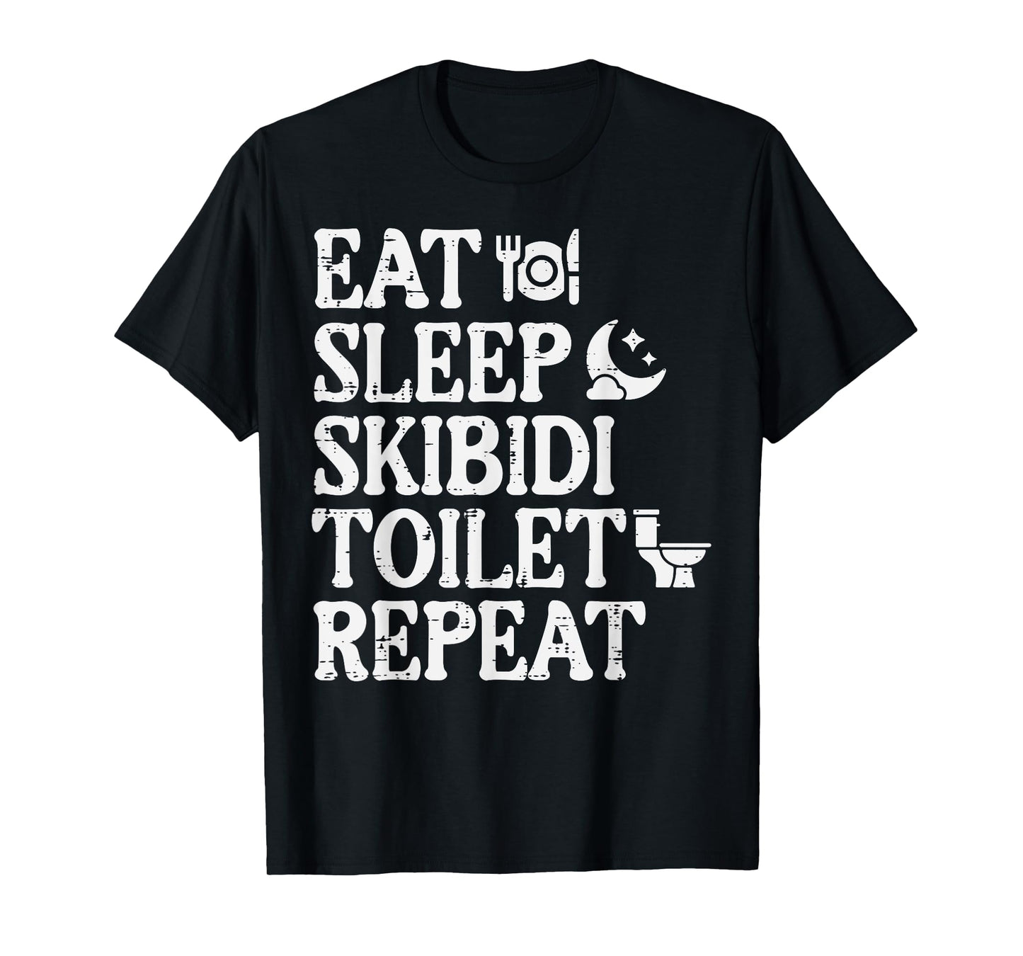 Eat Sleep Skibidi Repeat Funny Toilet Rizz Meme Teen Boys T-Shirt