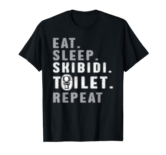 Eat Sleep Skibidi Toilet Repeat Funny Rizz Internet Meme T-Shirt