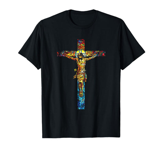 Jesus Cross Christian Stained Glass Christian art T-Shirt