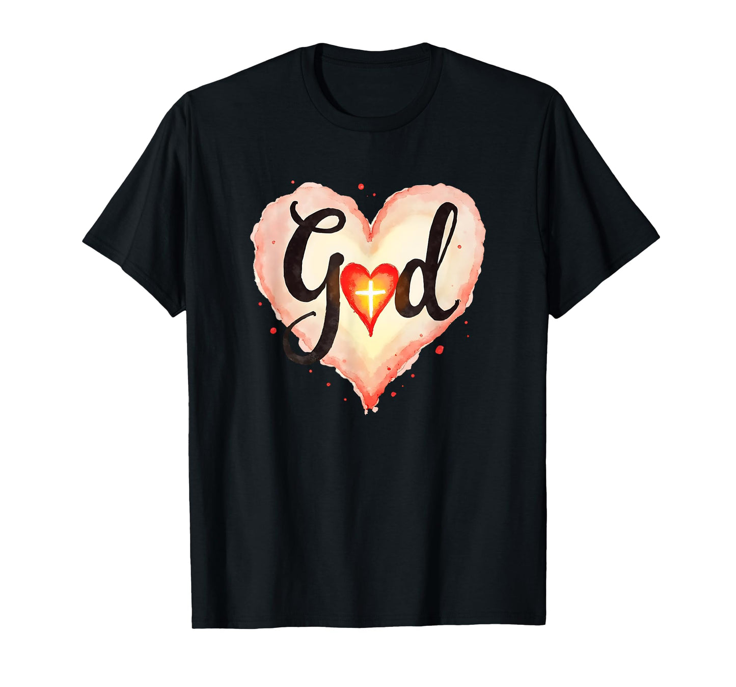 God Heart Cross Christian Faith Inspirational Love Of Jesus T-Shirt