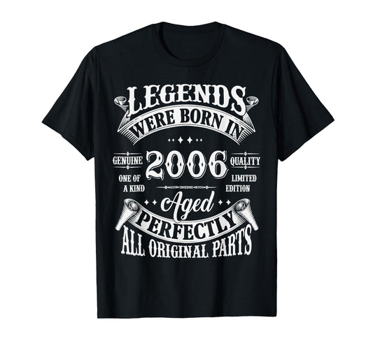 19th Birthday Tee 19 Years Old Vintage Legends Born In 2006 T-Shirt