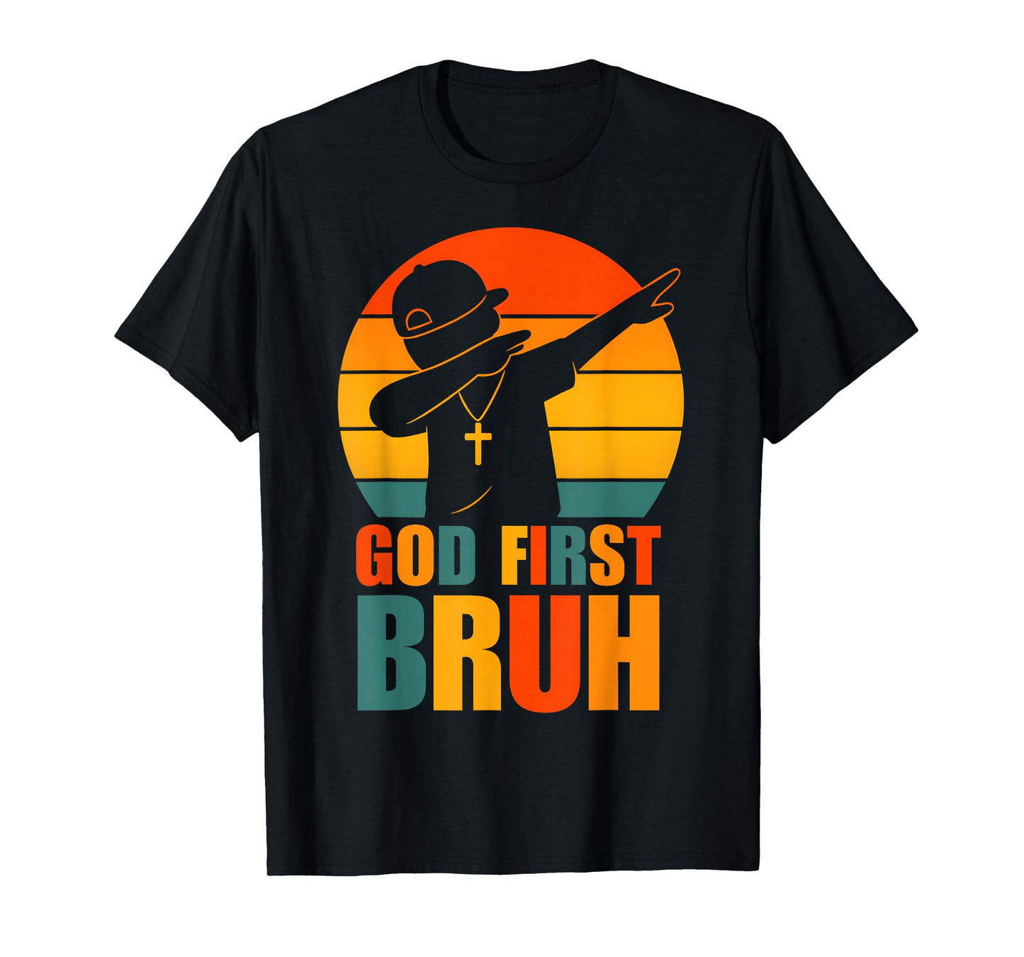 God First Bruh Dabbing Boy Christian Retro Kids Boys Saying T-Shirt