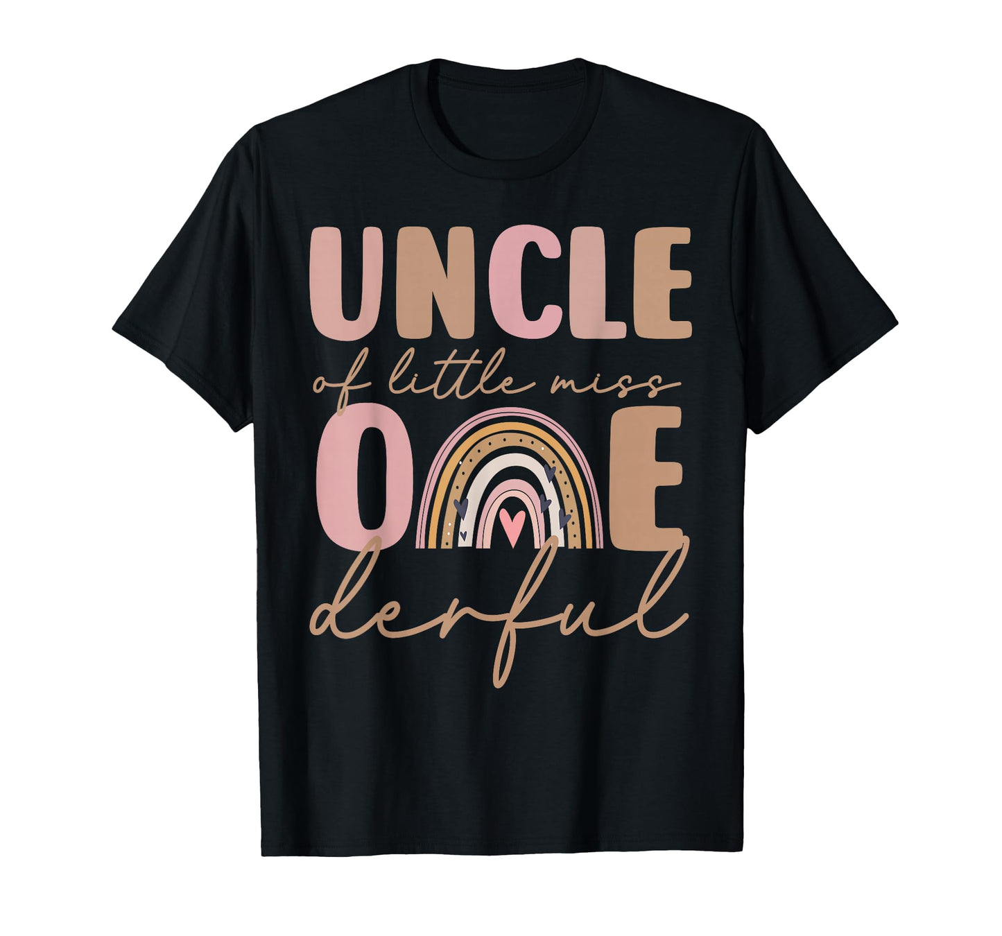 Uncle of Little Miss Onederful First Birthday Boho Rainbow T-Shirt