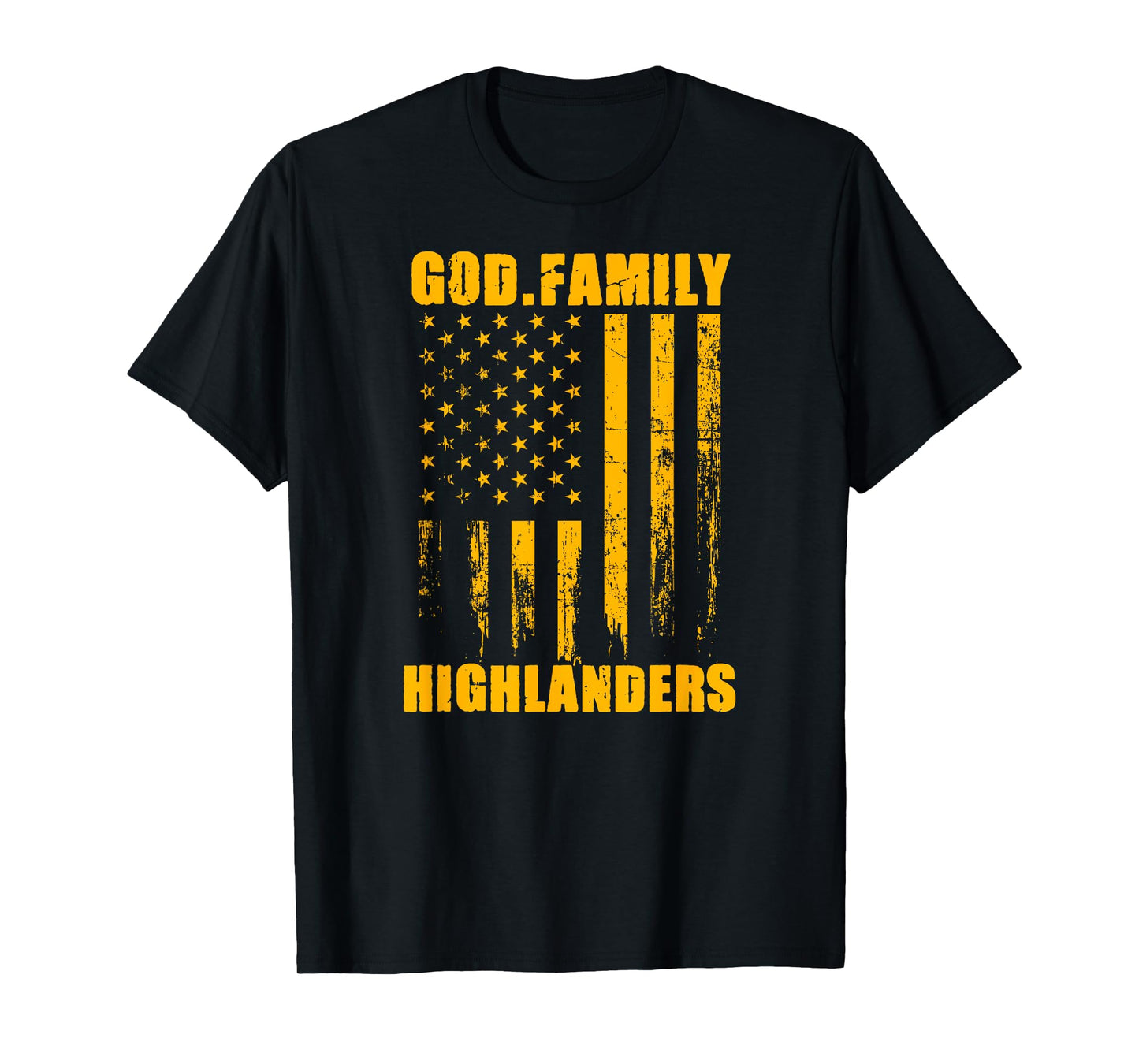 Glenvar Highlanders God. Family. Vintage USA Flag T-Shirt