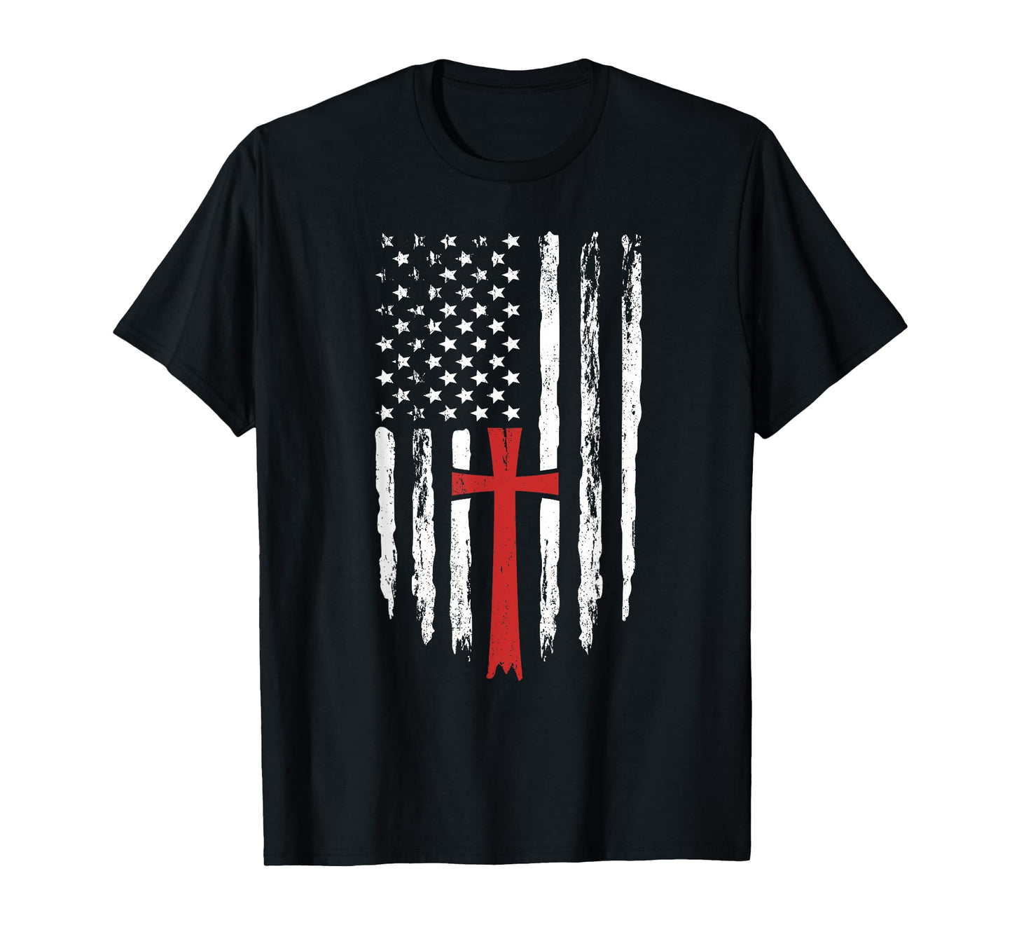 American Flag Christian Cross Religious America 4th of July T-Shirt