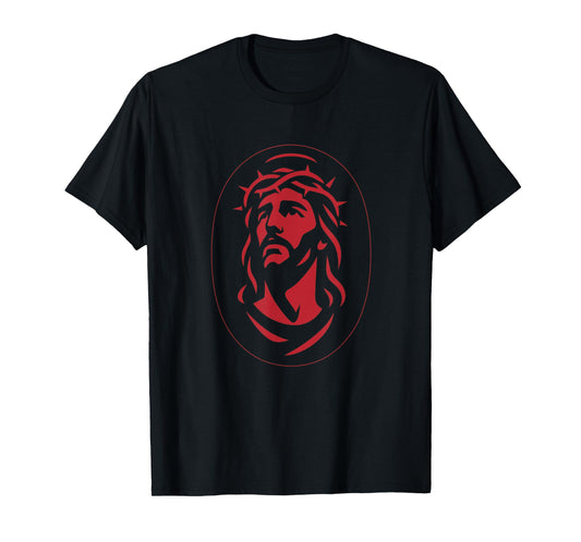Jesus Christ Face with Crown of Thorns | Modern Religious T-Shirt