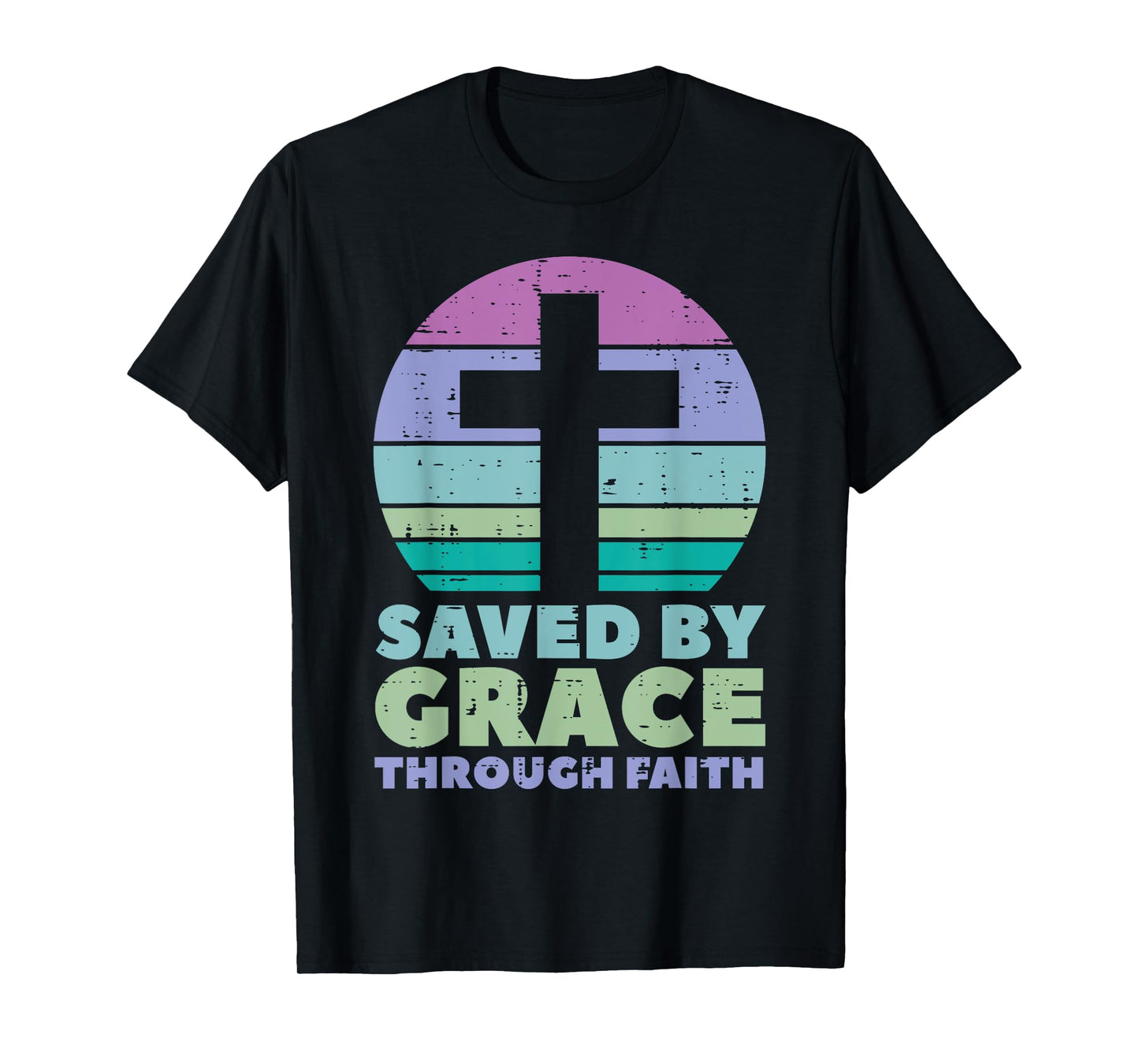 Cross Saved By Grace God Jesus Christian Men Women Kids T-Shirt
