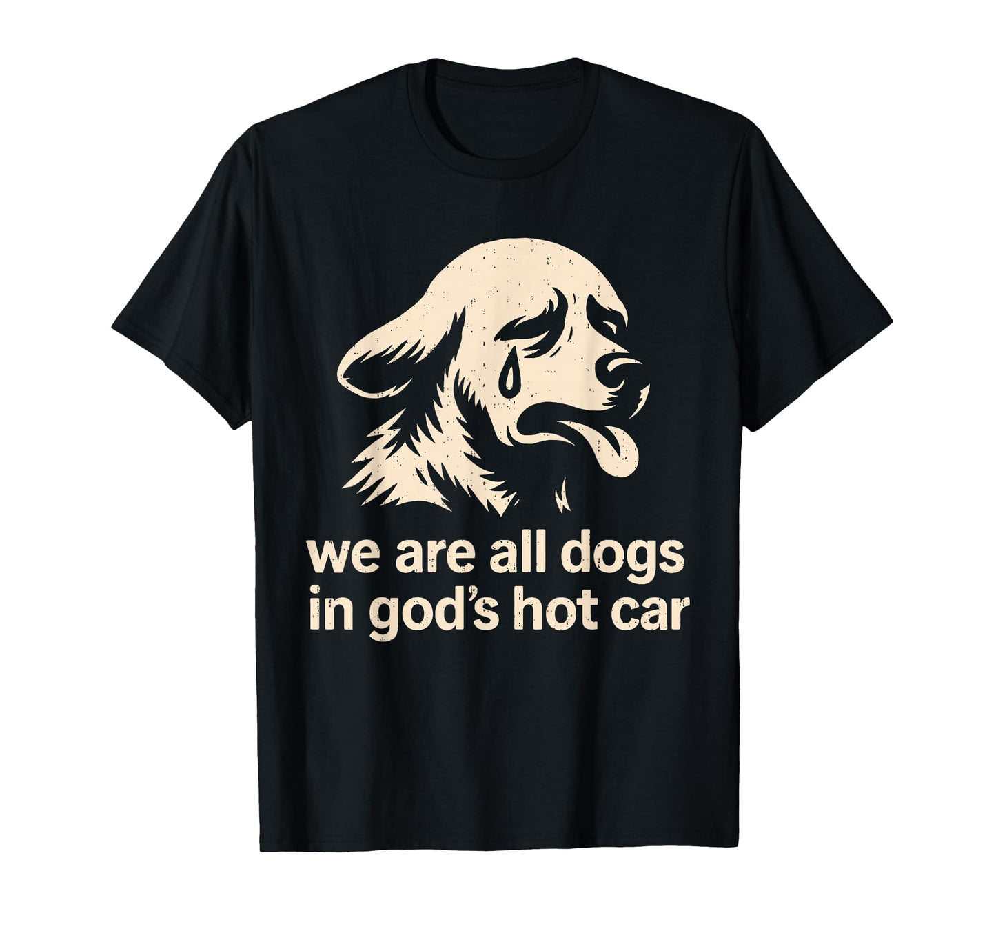 Funny We are All Dogs in God's Hot Car Sad Dog Genz Meme T-Shirt