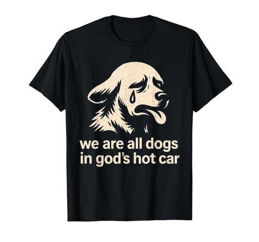 Funny We are All Dogs in God's Hot Car Sad Dog Genz Meme T-Shirt