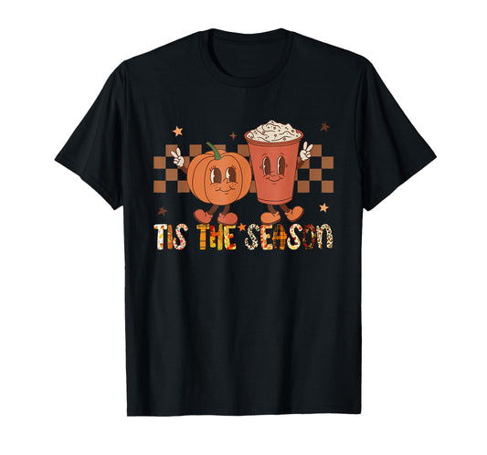 Tis The Season Pumpkin Spice Funny Fall Vibes Autumn Retro T-Shirt