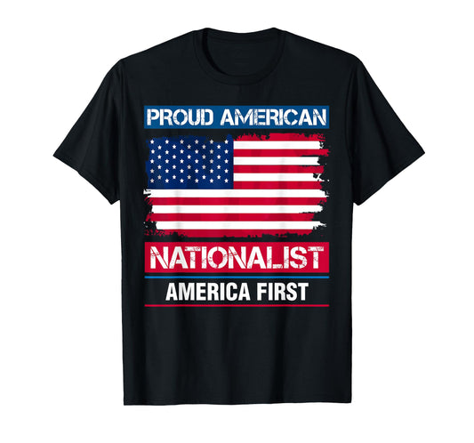 American Nationalist America First Proud USA Flag T-Shirt for Women Men