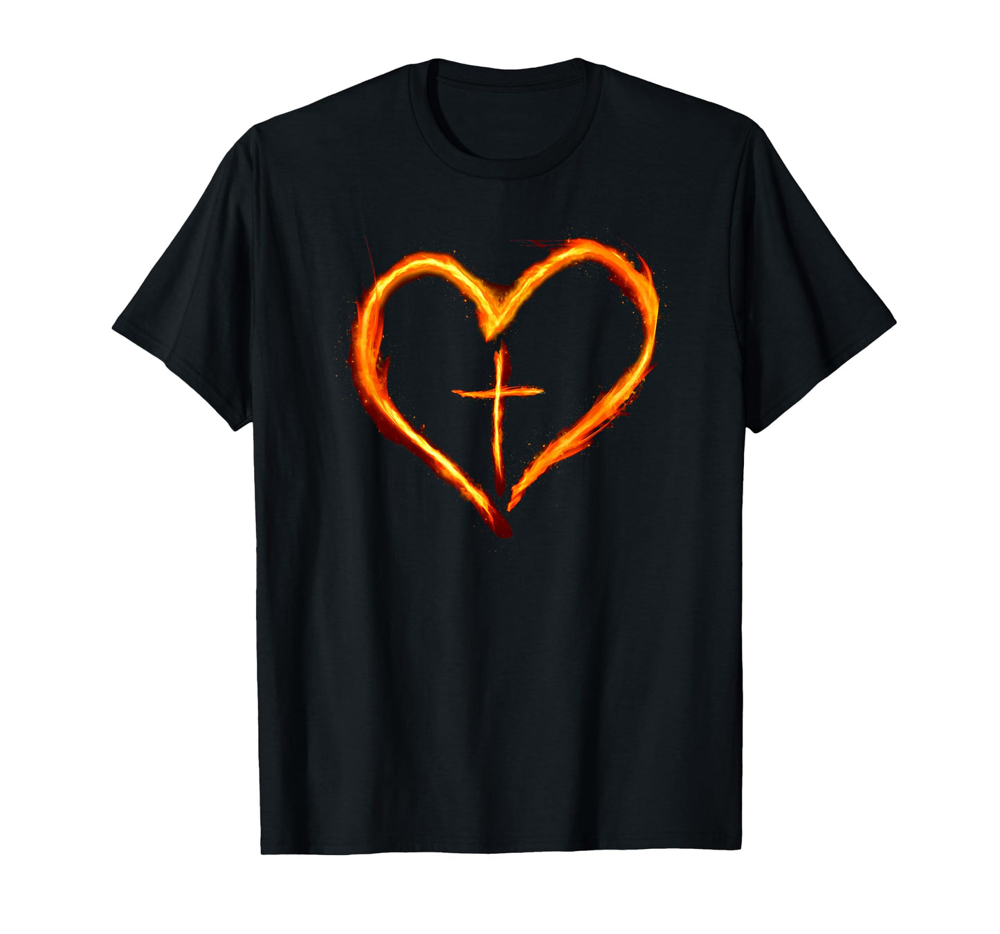 Christian Cross Revival Heart Flame – Be on Fire for Jesus T-Shirt